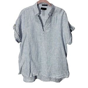 Rachel Roy Women’s Linen White/Blue Striped Top Size S